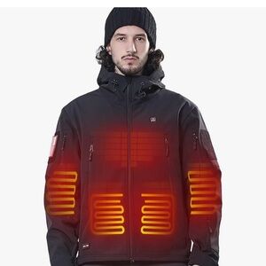 NWT DEWBU Heated Electric Jacket for Men with 12V Battery  Winter Outdoor Coat